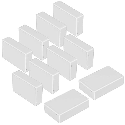 LeMotech Project Box 10 Pieces ABS Plastic Electrical Project Case Small Junction Box for Electronics White 3.94 x 2.36 x 0.98 inch (100 x 60 x 25 mm) by LeMotech