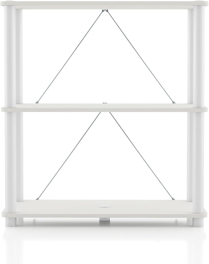 Homes: Inside + Out Apexa Modern 3-Tier Wide Shelving Units, Collectibles Display Shelves, Easy Assembly Standing Shelf, Home Storage Organizer for Living Room, Bedroom, Office, White - Image 11