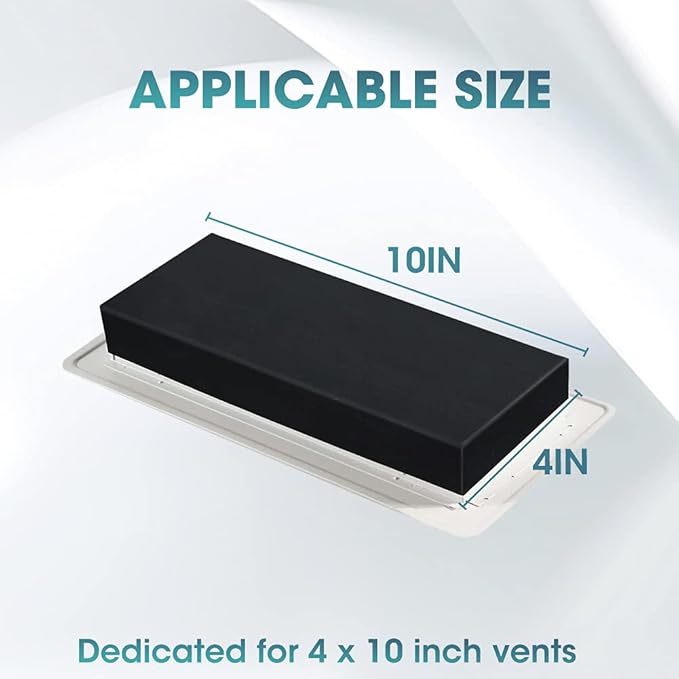 Buzzlett 4-Pack Complete Airflow Seal Rubber Vent Cover for Floor, Wall & Ceiling Vents, Home & RV Air Registers, 4 x 10 - Image 2