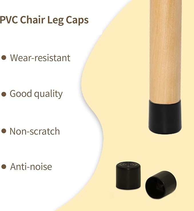 Flyshop 1-1/2", 38 mm, Patio Round Chair Leg Caps, Furniture Table Feet Covers Floor Protectors, Flexible Anti-Scratch PVC Legs Tips, 8 Pack, Black - Image 6