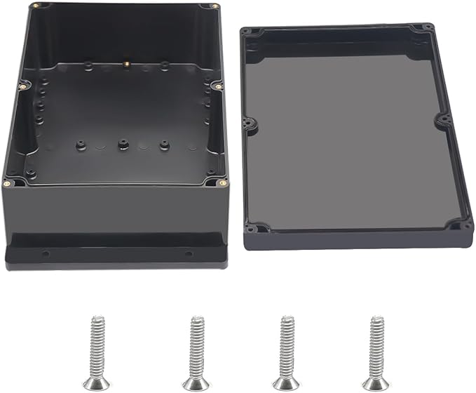 Outdoor Waterproof Junction Box IP67 Project Box ABS Black Electrical Boxes Electronic Enclsoure with Mounting Ear for DIY Project 10.4 x 7.2 x 3.7 inch (263x182x95mm) by Otdorpatio