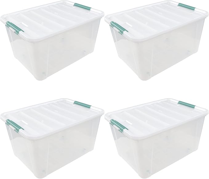 80 L Extra Large Plastic Storage Box, Clear Large Plastic Storage Bins with Wheels, 4-Pack - Image 7