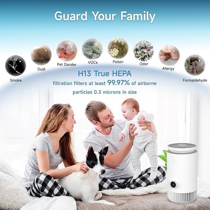 2-in-1 Humidifier and Air Purifier Combo, Mistless Evaporative Humidifier and HEPA Filter Air Purifier, Silent, WIFI Smart for Bedroom, White - Image 4