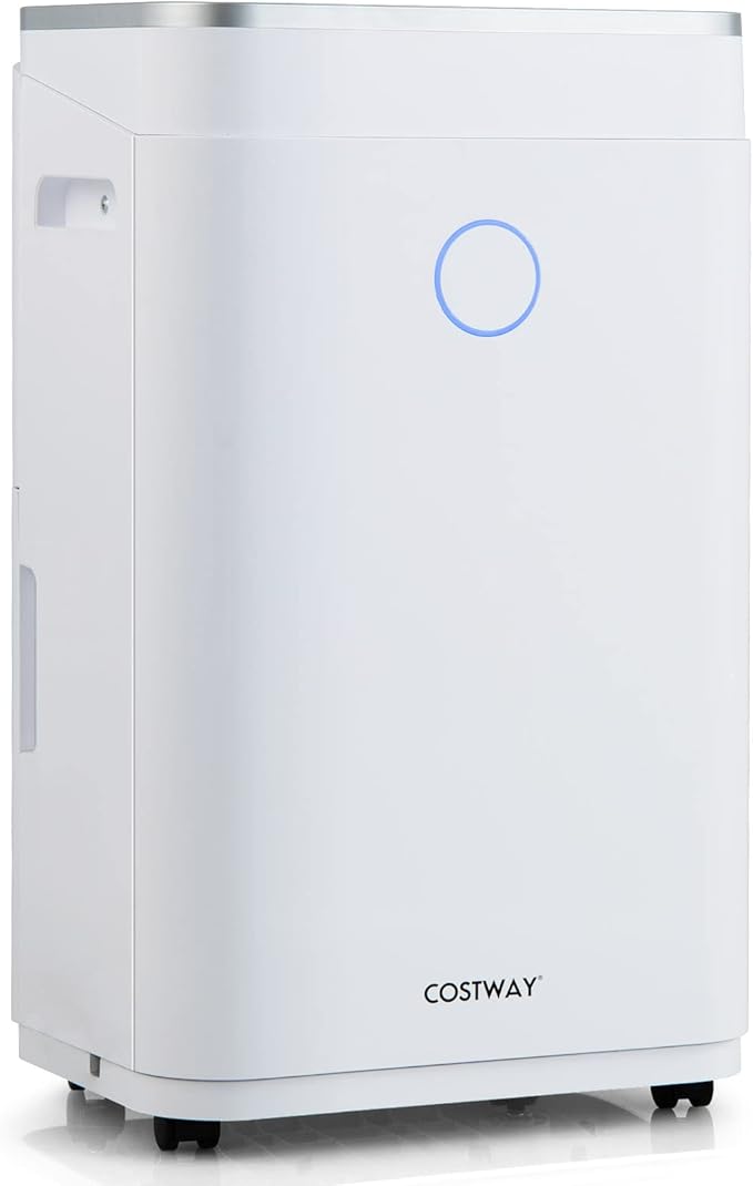 COSTWAY 4000 Sq. Ft Dehumidifier for Basement, 60 Pints Dehumidifier with Drain Hose, 3 Modes, 3-Color Digital Display, 24H Timer, 1.7 Gallon Water Tank, Auto Defrost, Ideal for Home, Large Room by COSTWAY