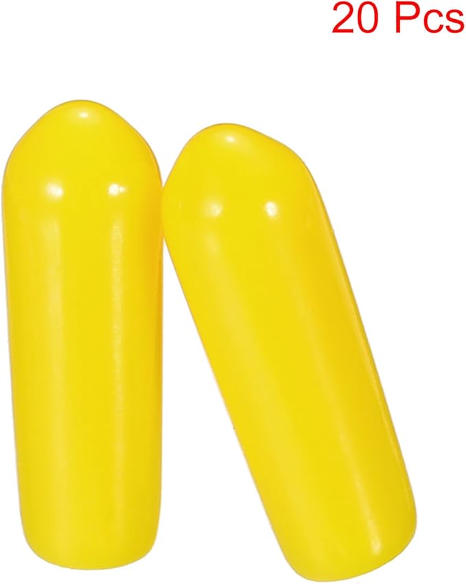 uxcell 20pcs Rubber End Caps 4mm ID Vinyl PVC Round Tube Bolt Cap Cover Screw Thread Protectors Yellow - Image 2