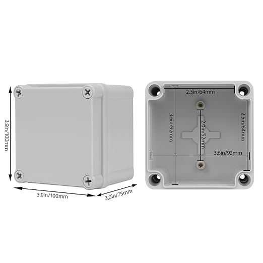 Junction Box，3.9"x 3.9"x 3" Outdoor Electrical Box with Mounting Plate, IP67 Dustproof Waterproof ABS Plastic Project Box, DIY Electrical Enclosure Gray (100x 100x 75 mm) - Image 2