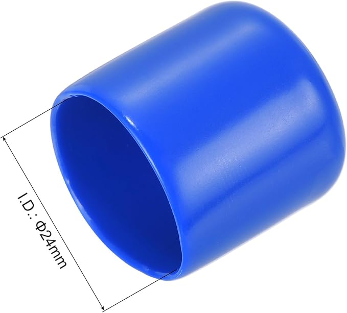 uxcell 20pcs Rubber End Caps 24mm ID Vinyl Round Tube Bolt Cap Cover Screw Thread Protectors Blue - Image 3