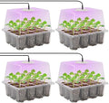 MIXC Seed Starter Kit with Grow Light, Elevated Seedling Tray Kit with Adjustable Humidity Dome and Clear Cell Tray, 12 Full Spectrum Led Beads for Seed Starting Greenhouse, 4 Pack, Transparent by MIXC