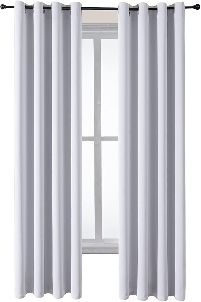 ChrisDowa Grommet Room Darkening Curtains for Bedroom and Living Room - 2 Panels Set Thermal Insulated Blackout Curtains (Greyish White, 52W x 95L) - Image 7