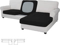 Easy-Going Stretch 3 Pieces Couch Cushion Covers for Sectional Sofa Left/Right L Shape Chaise Lounge Sofa Seat slipcover Anti-Slip Sofa Cover Soft (2 Seater + 1 Chaise, Black) by Easy-Going