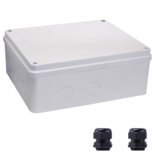 Junction box Dustproof Waterproof IP65 ABS Plastic Electrical Boxes, Indoor & Outdoor Electrical Power Cord Enclosure Universal Project Box DIY Case White 11.8 x 9.8 x 4.7 inch(300x250x120mm) by LuSumtly