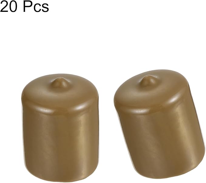 uxcell 20pcs Rubber End Caps 24mm(15/16") ID Vinyl PVC Round Tube Bolt Cap Cover Screw Thread Protectors Light Brown - Image 2