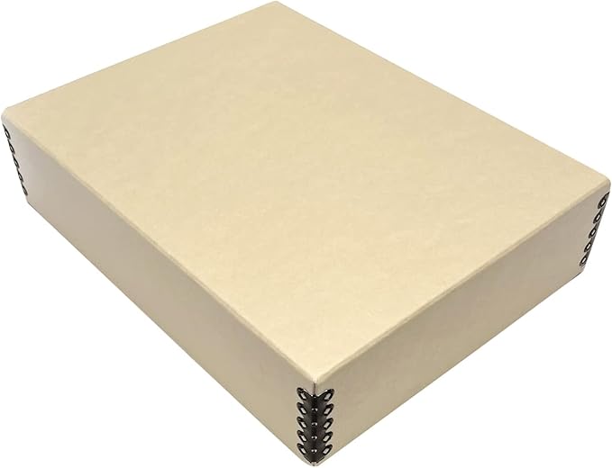 Lineco Museum Archival Storage Box, 9.75x12.75x3 in. Drop Front Design. Acid-Free with Metal Edge. Organize Photos, Pictures, Prints, Documents, Crafts, DIY. Tan, 1 Pack by Lineco