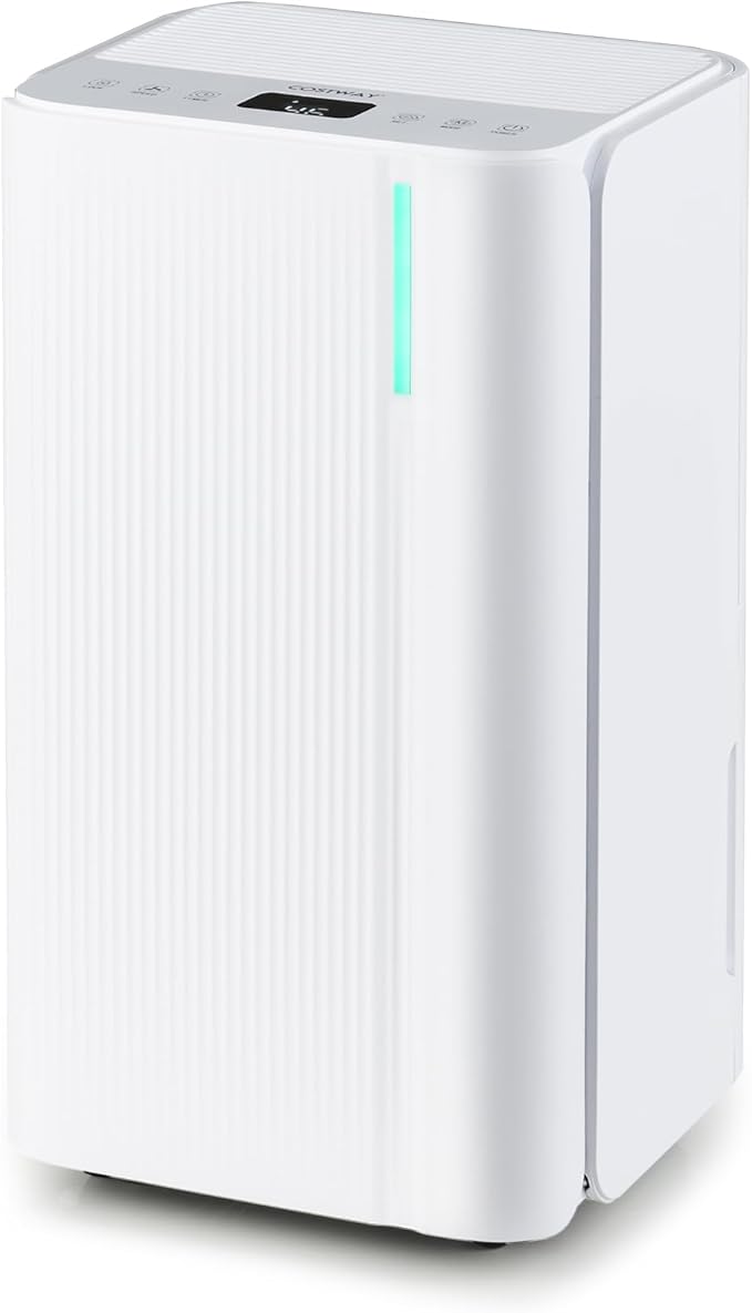 COSTWAY 32 Pints Dehumidifier for Home, 2000 Sq.Ft Portable Dehumidifier for Bedroom, Basement, Bathroom, 24H Timer, 3-Color Indicator, 3.3 FT Drain Hose, 4 Wheels by COSTWAY