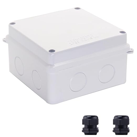 Junction Box, Reserved Holes Electrical Boxes Waterproof IP65 ABS Plastic Electrical Power Cord Enclosure Project Box White 3.9 x 3.9 x 2.8 inch(100x100x70mm) by LuSumtly