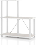 Homes: Inside + Out Apexa Modern 3-Cube Ladder Shelving Units, Collectibles Display Shelves, Easy Assembly Standing Shelf, Home Storage Organizer for Living Room, Bedroom, Office, Taupe Grey by HOMESInsideOut