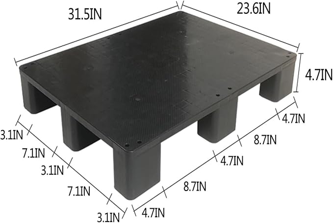 Waterproof Grid Ventilation Floor Pallet Small Warehouse Moisture Barrier Plastic Pallets Moisture Resistant for Logistics and Warehousing, Transportation Facilities(Black-3 Set,31.5x23.6x4.7in) - Image 2