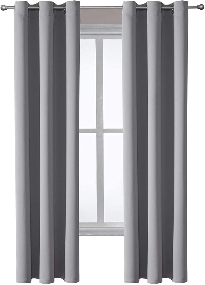 ChrisDowa Grommet Blackout Curtains for Bedroom and Living Room - 2 Panels Set Thermal Insulated Room Darkening Curtains (Light Grey, 42W x 84L) - Image 7