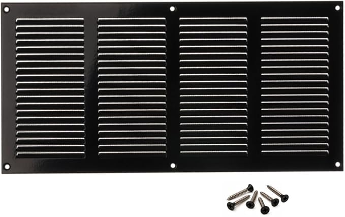14x6 inch (Duct Opening) Vent Cover - Black Ventilation Covers for Wall and Ceiling - Metal Return Grille - HVAC AC Air Vents Register for Indoor and Outdoor Use with Mesh by ABOUT+VENT