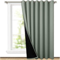 NICETOWN Greyish Green Full Shading Extra Wide Curtains for Patio Door, Super Heavy-Duty Thermal Backing Sliding Glass Door Drape, Privacy Assured Window Treatment(1 Panel, 100 inches W x 84 inches L) by NICETOWN