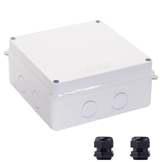 Junction Box, Reserved Holes Electrical Boxes Waterproof IP65 ABS Plastic Electrical Power Cord Enclosure Project Box White 5.9 x 5.9 x 2.8 inch(150x150x70mm) by LuSumtly