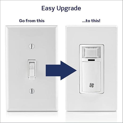Leviton Humidity Sensor Switch for Bathroom Exhaust Fan, Automate Ventilation, Air Circulation, Moisture Control, ¼ HP, Single Pole, DHS05-1LW, White - Image 7