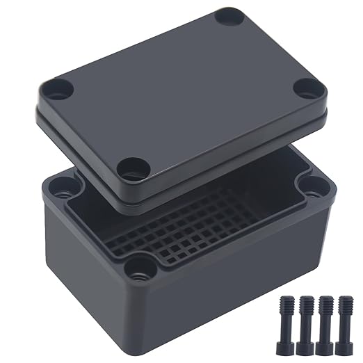 Junction Box,IP67 Waterproof ABS Black Project Box with Mounting Plate Electrical Box Enclosure for Outside Electronics 3.7 x 2.6 x 2.2inch(95x65x55mm) by Otdorpatio