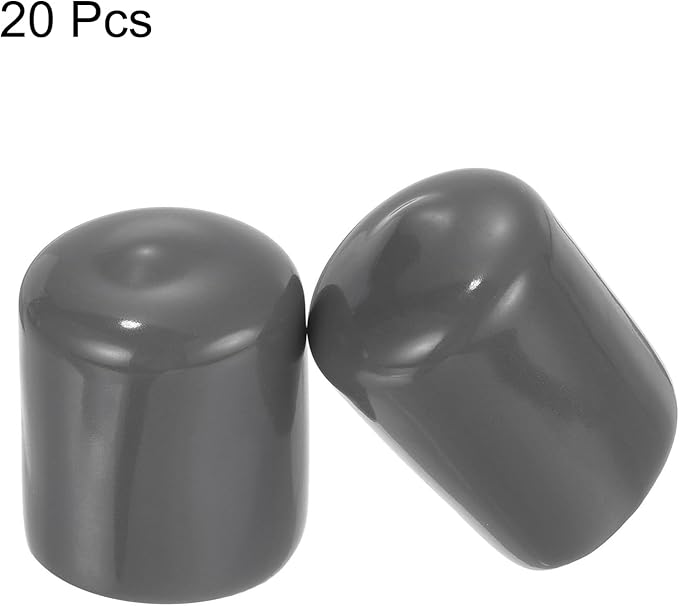 uxcell 20pcs Rubber End Caps 22mm ID Vinyl PVC Round Tube Bolt Cap Cover Screw Thread Protectors Dark Grey - Image 2
