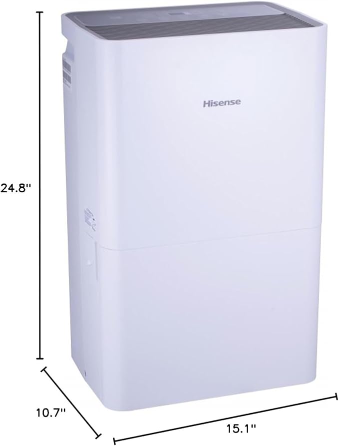 Hisense 50 Pint 3-Speeds Dehumidifier, 3 Modes – Auto, Continuous, Manual, 115v, LED Display, Noise Level 46 dB, 24-hour on/off timer, Up to 4500 sq. ft. - DH7021K1W (Renewed) - Image 8