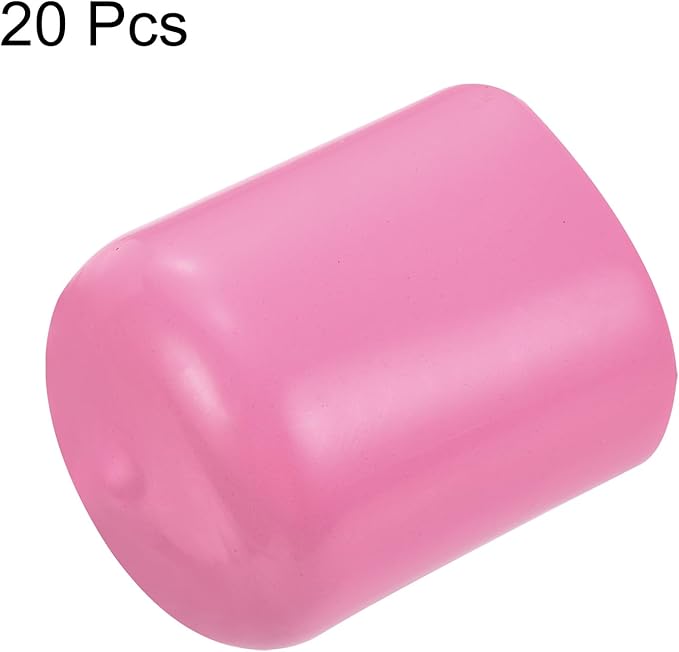 uxcell 20pcs Rubber End Caps 21mm ID Vinyl PVC Round Tube Bolt Cap Cover Screw Thread Protectors Pink - Image 2