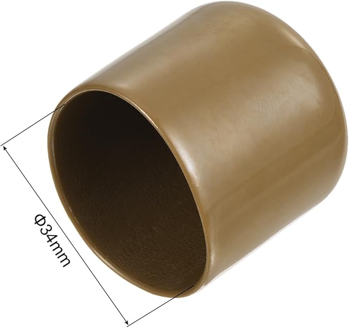uxcell 20pcs Rubber End Caps 34mm ID Vinyl PVC Round Tube Bolt Cap Cover Screw Thread Protectors Light Brown - Image 3