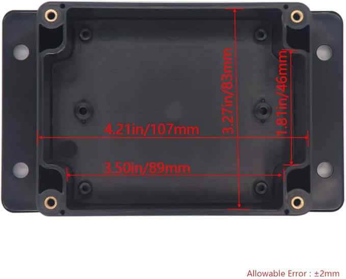 2 Pack Project Box IP65 Waterproof Junction Box ABS Plastic Black Electrical Boxes DIY Electronic Project Case Power Enclosure with Fixed Ear 4.53 x 3.54 x 2.17 inch (115x90x55mm) - Image 3