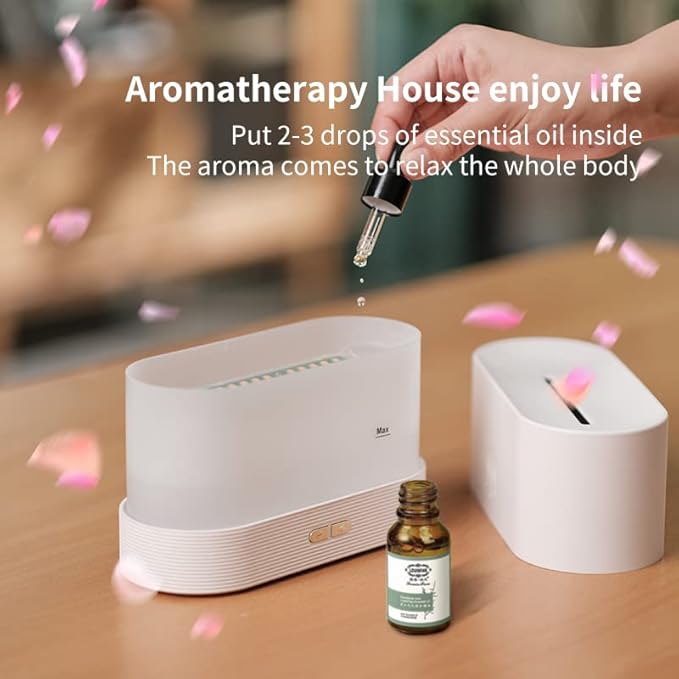 Colorful Flame Air Aroma Diffuser Humidifier, Upgraded 7 Flame Color Noiseless Essential Oil Diffuser for Home,Office,Yoga with Auto-Off Protection 180ml (8Hours White) - Image 4