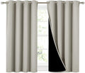 NICETOWN Natural 100% Blackout Curtains 45 inches Long, 2 Thick Layers Completely Blackout Window Treatment Thermal Insulated Lined Drapes for Small Window (1 Pair, 52 inches Width Each Panel) by NICETOWN