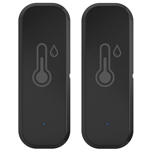 Temperature and Humidity Sensor,No Hub Required,BVAZTVP Compatible with Alexa and Google Home,for Home, Baby Rooms,Greenhouses Accessories, Garages, Office 2Pack Black(No Include Battery) by Unknown