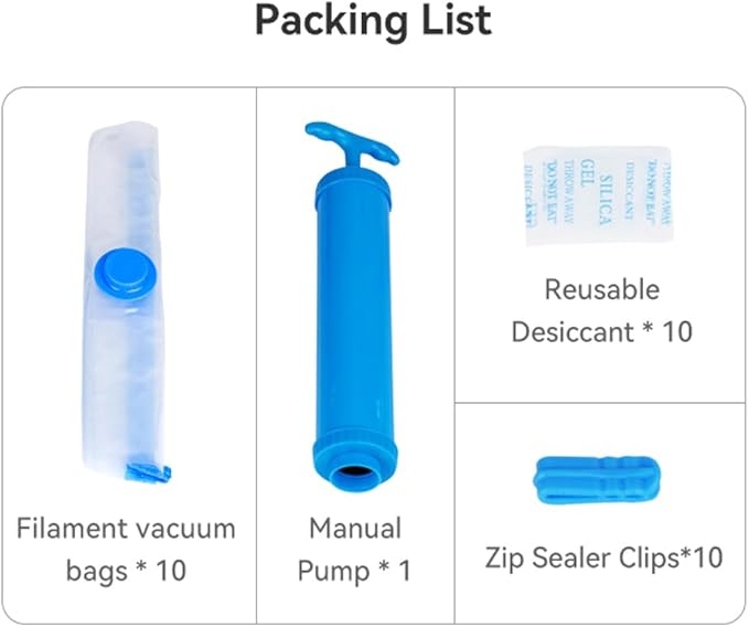 Creality Filament Storage Bag Vacuum Kit-10Pack Cleaning Drying Sealed Bags for 3D Printer Filament with Desiccants/Hand Pump - Image 8