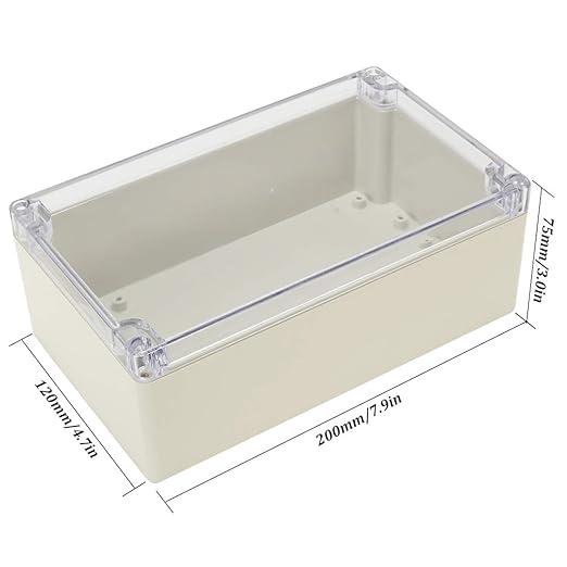 ABS Plastic Junction Box, Dustproof Waterproof IP65 Electrical Box - Universal Project Enclosure Grey, with PC Transparent/Clear Cover 7.9"x4.7"x2.9"(200mm x 120mm x 75mm) - Image 2