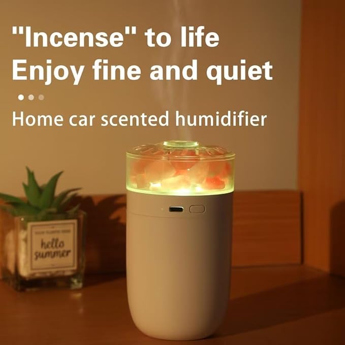 Himalayan Salt Lamp Ultrasonic Humidifier,Essential Oil Aromatherapy Diffuser,230ML Cool Mist Humidifier with Built-in Battery,7 Color Light,Auto Shut-Off Pink - Image 8