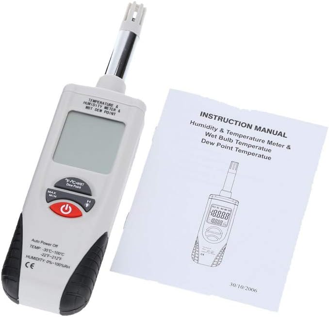 Lancoon Digital Psychrometer, Mini Portable Thermo-Hygrometer Temperature Humidity Meter with Dew Point/Wet Bulb Temperature and -22°F to 199°F(-30°C to 100°C) Range for Industry Agriculture HVAC - Image 6