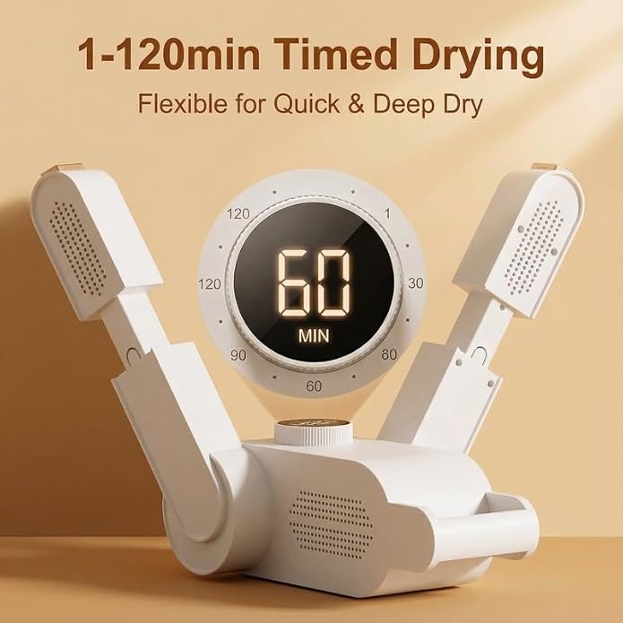 Shoe Dryer with Temperature Display,Electric Shoe Dryer and Warmer for Boots,Sneakers,Gloves Fast Drying and Deodorizing,Adjustable Timer,Overheat Protection - Image 4