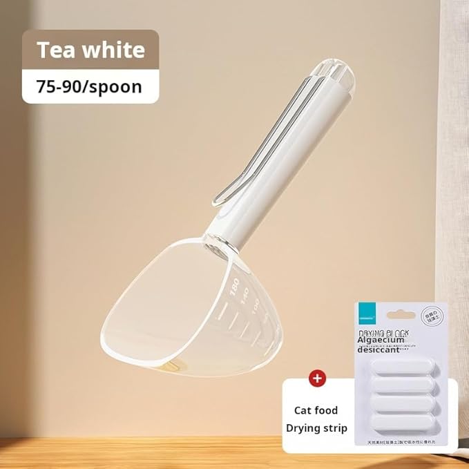 Pet Food Desiccant Strips & Cat Paw Moisture Absorbers Kitchen Items- Food-Grade Silica-Free Dry Food Storage (White - transparent graduated spoon + 4 drying strips,Large) - Image 2