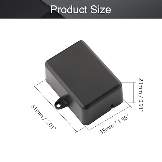 Fielect 9Pcs Dustproof Electronic Junction Box Plastic Enclosure Project Box with Ear for Electronic Projects ABS Black 2.01 x 1.38 x 0.91 inch - Image 2