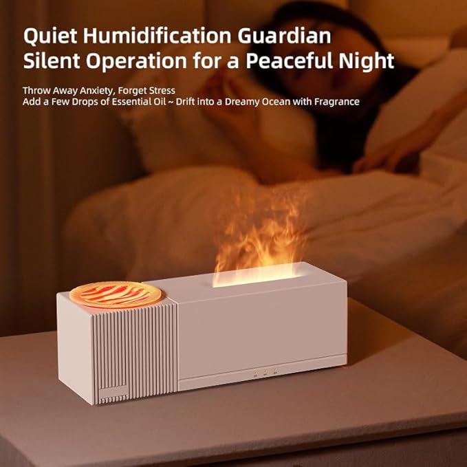 Essential Oil Diffuser, Ripple Projection Vibe Flame Oil Diffuser - Aromatherapy Aroma Humidifier, Upgrade 7 Flame Colors Noiseless 150ml Remote - Perfect for Bedroom Home Office (Ripple White) - Image 7