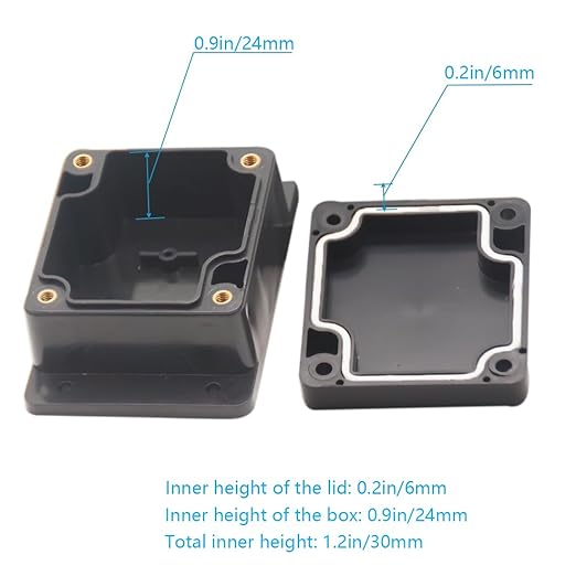 Zulkit Junction Box ABS Plastic Dustproof Waterproof IP65 Universal Electrical Boxes Project Enclosure with Fixed Ear Black 2.48" x 2.28" x 1.38"(Pack of 2) - Image 6