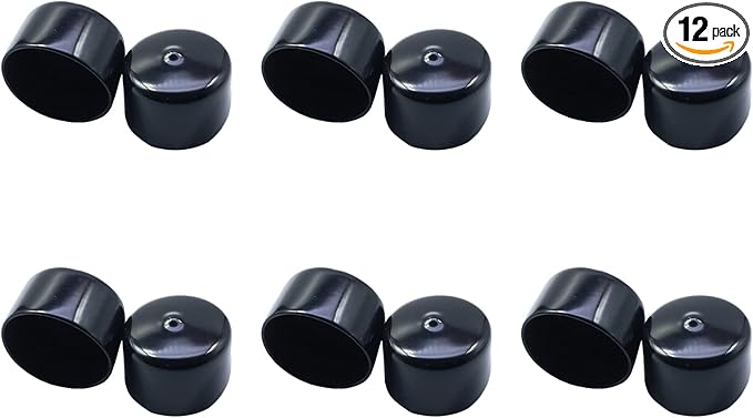 Acocony 1 1/4 Inch Rubber Cap Round 1.25 Inch Rubber End Caps PVC Flexible Protector Plastic Plugs for Round Holes Black Pack of 12 by Acocony