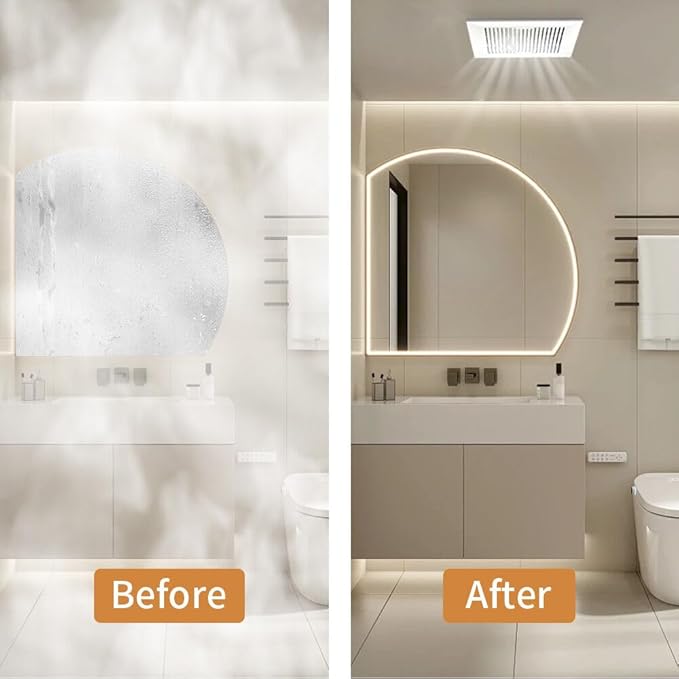 Bathroom Exhaust Fan 88CFM 1.0 Sone, Ultra-quiet Bathroom Vent Fan System Extractor Energy Saving Ceiling Exhaust Ventilation Shower Bath Fan - Image 6
