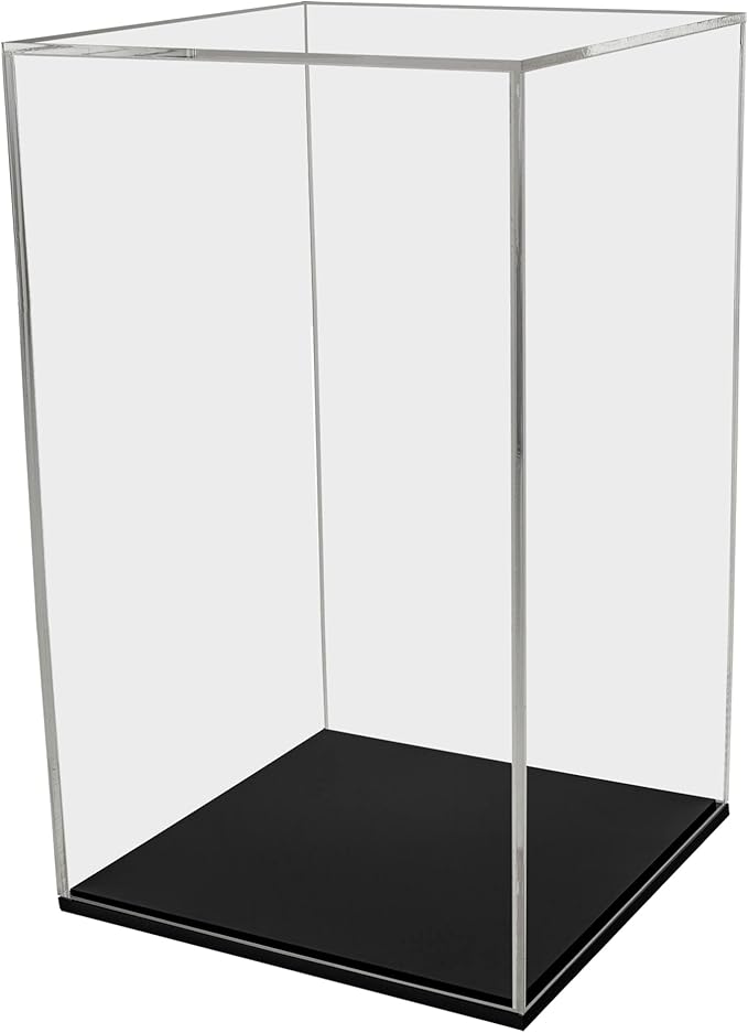 Marketing Holders Pedestal Clear with Black Base See Through 12" W x 12" D x 18" H Display Cube Art Sculpture Stand Trinket Collectible Weddings Home Decor Flower Stand Elevating Showcase by MarketingHolders