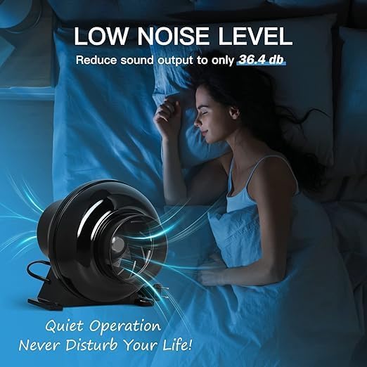 iPower 4 Inch 195 CFM Inline Duct Ventilation Fan Quiet Exhaust Vent Blower for HVAC, Hydroponics Grow Tent, Attic, Basements or Kitchens, Black - Image 6
