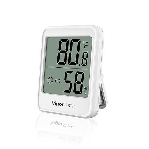 Digital Hygrometer Indoor Thermometer - Humidity Meter for Home, Bedroom, Baby Room, Office, Greenhouse - AAA Battery-Powered Humidity Gauge (White) by VIGORPATH