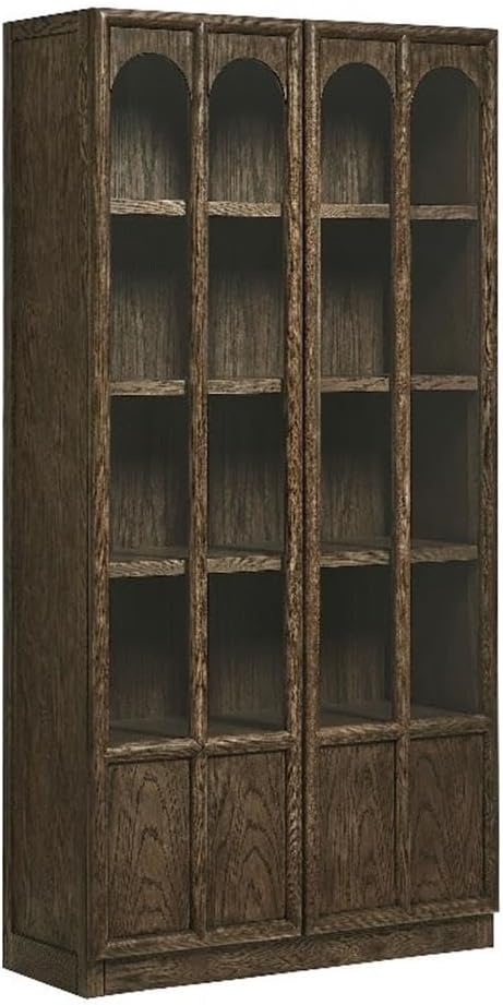 Modway Anwen 79" Wood Display Cabinet with Glass Doors in Walnut – Modern China Cabinet with Arched Door Detail – Large Curio Cabinet for Collectibles by Modway